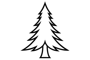 Obraz premium Outlined Pine Tree Silhouette Icon for Winter, Forest, and Nature Design