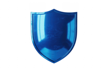 Shiny blue shield protective symbol isolated on a transparent background
