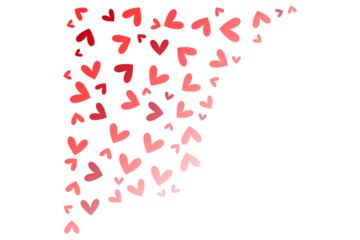 Scattered red hearts