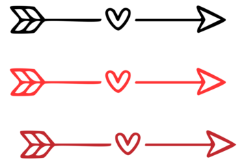Set of arrow and heart symbols