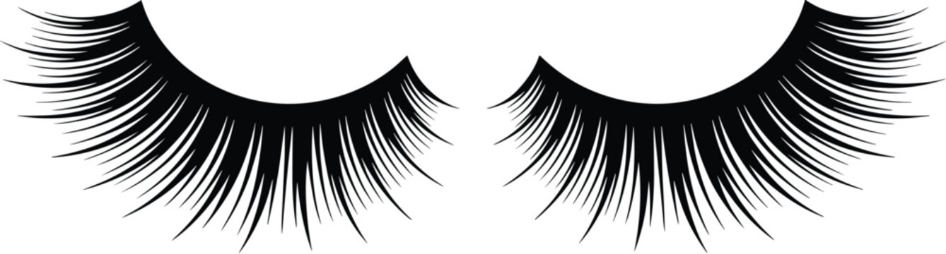 Dramatic false eyelashes extensions set on white background close up detail for professional makeup artists beauty salon services fashion industry cosmetics advertising glamour stylish eye enhancement