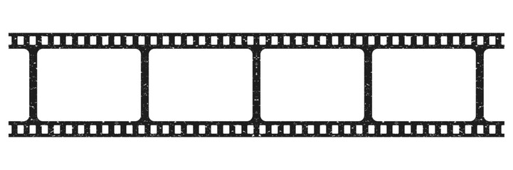 Minimal old Film strip reel icon. Cinema or movie roll with frame. Video or movie filmstrip overlay, cinema or photograph camera long film strip vector stock illustration