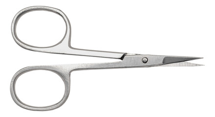Stationery scissors on a white background for office work. Tailor's or seamstress's scissors