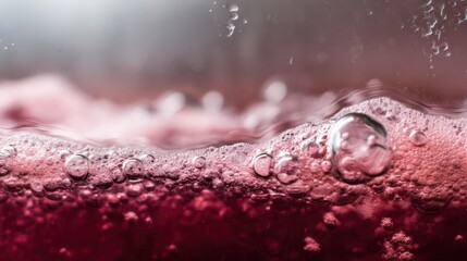 Close-Up of Bubbles in Red Wine Fermentation Process in Stainless Steel Tank with Flowing Liquid