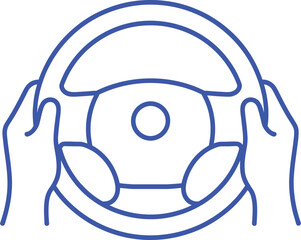 Fototapeta premium Blue hands holding a car steering wheel driving