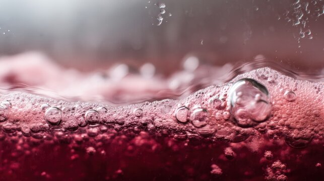 Close-Up of Bubbles in Red Wine Fermentation Process in Stainless Steel Tank with Flowing Liquid