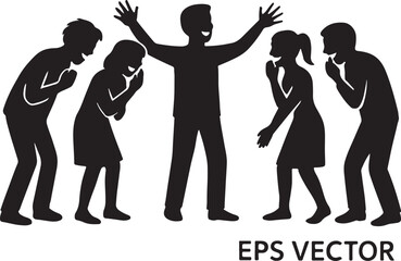 "Silhouette of group laughing at funny surprise, isolated vector, EPS, scalable"