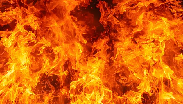 Intense Realistic Fire Flames Background with Hot Burning Texture