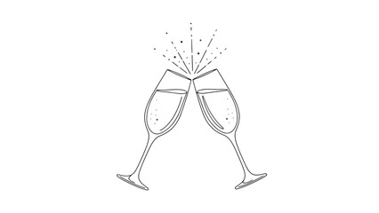 Elegant champagne glasses clinking in celebration