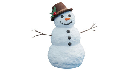 Snowman in hat snow man winter holly isolated on a transparent background