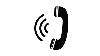 Stylish black phone icon with sound waves signaling a call