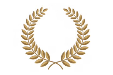 Golden Laurel Wreath leaves decorative isolated on a transparent background