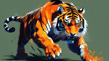 tiger on a blue background