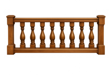 Wooden balustrade with ornate spindles and newel posts