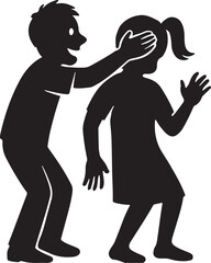 Person covering eyes of another for prank, isolated minimal vector