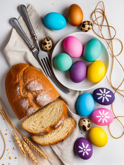 Happy Easter greeting card with spring Easter background