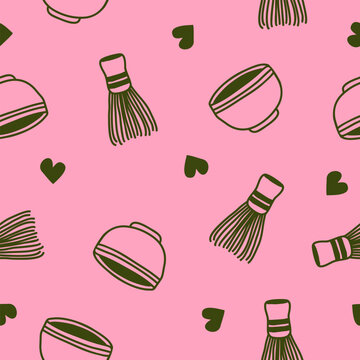Cute matcha pattern background vector design