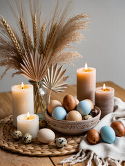 Happy Easter greeting card with spring Easter background