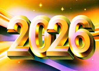 Neon Gradient Fantasy 2026 NEW YEAR Illustration with Colorful Abstract  