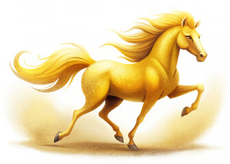 Golden Running Horse Illustration Dynamic Artistic Style