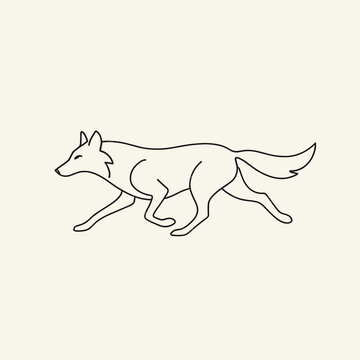 Running wolf illustration in minimalist style with copy space