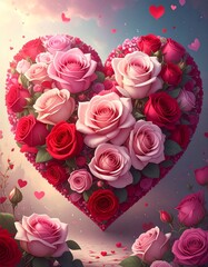 heart filled with roses background for a Valentine's Day card 6
