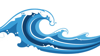 Obraz premium Blue ocean wave illustration with white background.