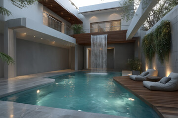 Obraz premium Mockup para revista de arquitectura y diseño de interiores, Imagen para campaña de branding de resorts exclusivos, Estética moderna y elegante en arquitectura residencial