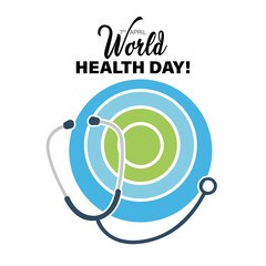 World Health Day Poster Design with Stethoscope and Target