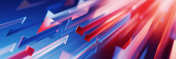 Strategic alignment banner with multiple arrows moving together toward common direction. Modern corporate background symbolizing teamwork, coordination and shared goals