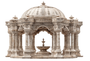 Ornate Stone Pavilion with Central Fountain