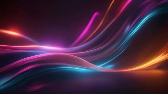Vibrant neon lights swirling in dynamic motion, creating a mesmerizing display of colorful energy and fluid patterns
