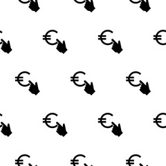 Hand on euro sign seamless pattern isolated on white background