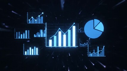 Dynamic visualization of digital data trends and analytics for business intelligence, showcasing growth and strategic insights in a technological environment - Powered by Adobe