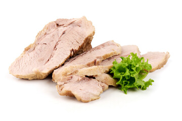 Sliced Pork with Lettuce, isolated on white background