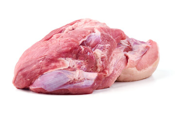 Raw Pork Shoulder, isolated on white background