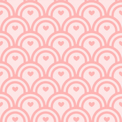 Seamless Pastel Pink Scales and Heart Pattern Background for Cute Kids and Valentine Designs