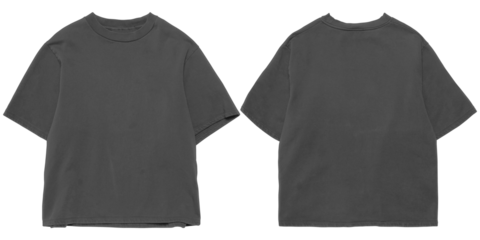 Front and back grey oversized boxy tshirt mockup, transparent background