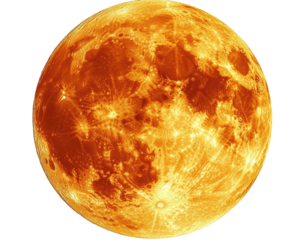 Full golden moon with visible craters on a black background