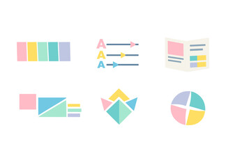 Colorful geometric icons with glowing effect