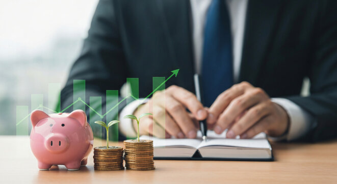 Professional business meeting with financial analysis, investment strategy, and growth planning for success in modern corporate environment - Powered by Adobe