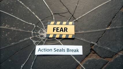 Broken Glass with Fear Label Indicating Action Seals Break