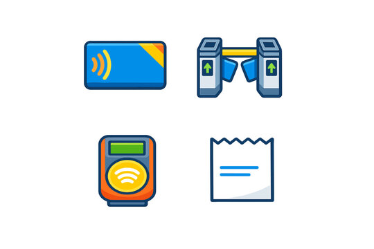 Collection of icons for transportation and payment