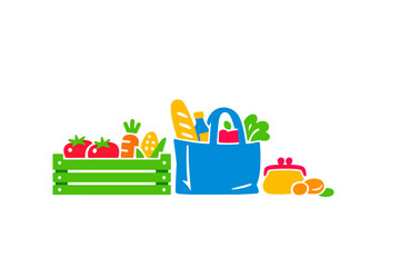 Grocery shopping and fresh produce with a glowing effect