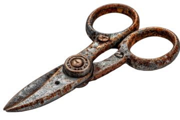 Rusty Old Scissors with Corroded Blades and Handles