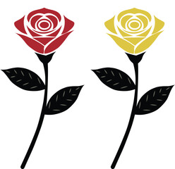 Stylized Red and Yellow Rose Flower.