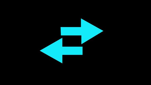 Cyan abstract glowing neon line double pink purple color arrow icon motion. on dark background motion animation 4k video.