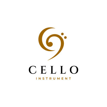 Cello Clef instrument with initial C logo design inspiration