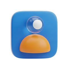 Abstract human figure with blue and orange elements