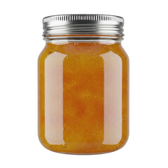 Vibrant amber jam in a sealed glass jar